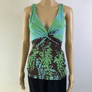 Vtg 2000s BCBG MAXAZRIA Aqua Green Twist Tank Top Fairy Whimsygoth Y2K 90s S